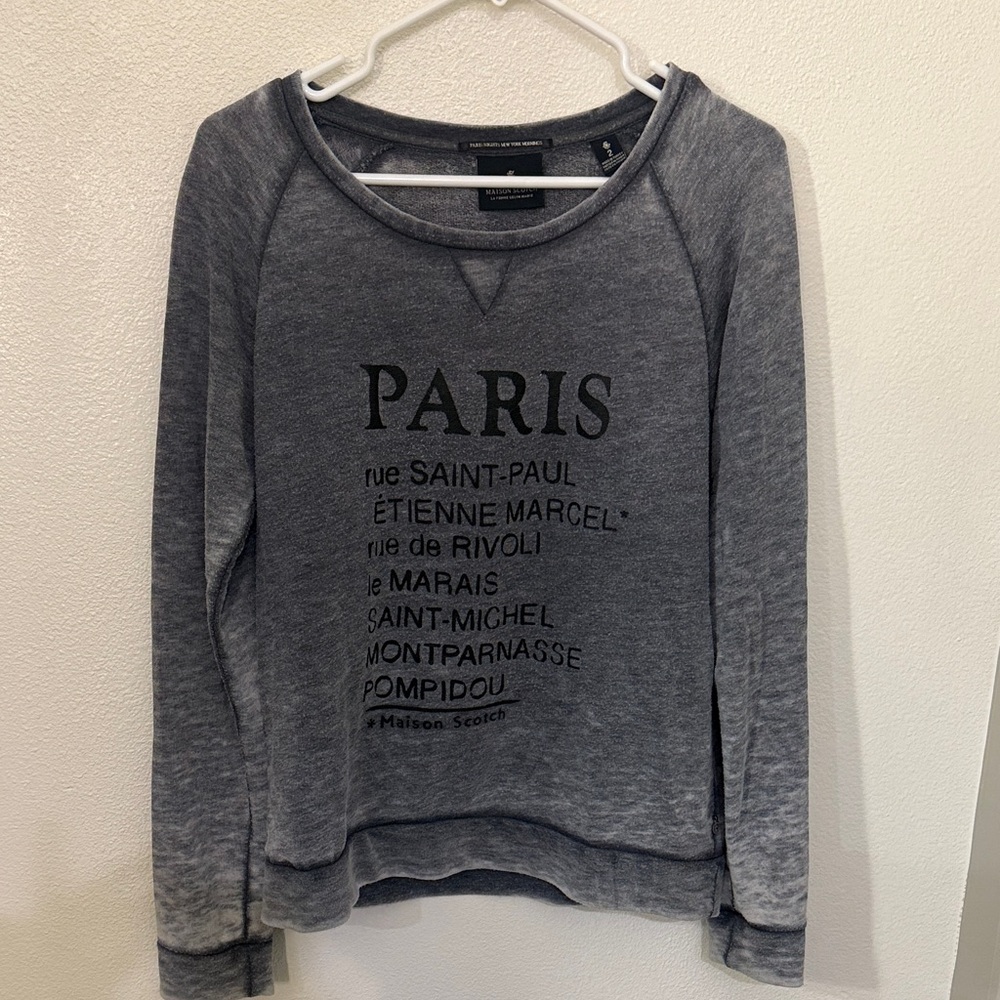 Scotch & Soda Charcoal Sweatshirt with Paris Print